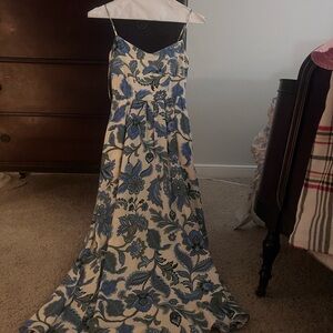 Zara Blue and White Floral Maxi Dress